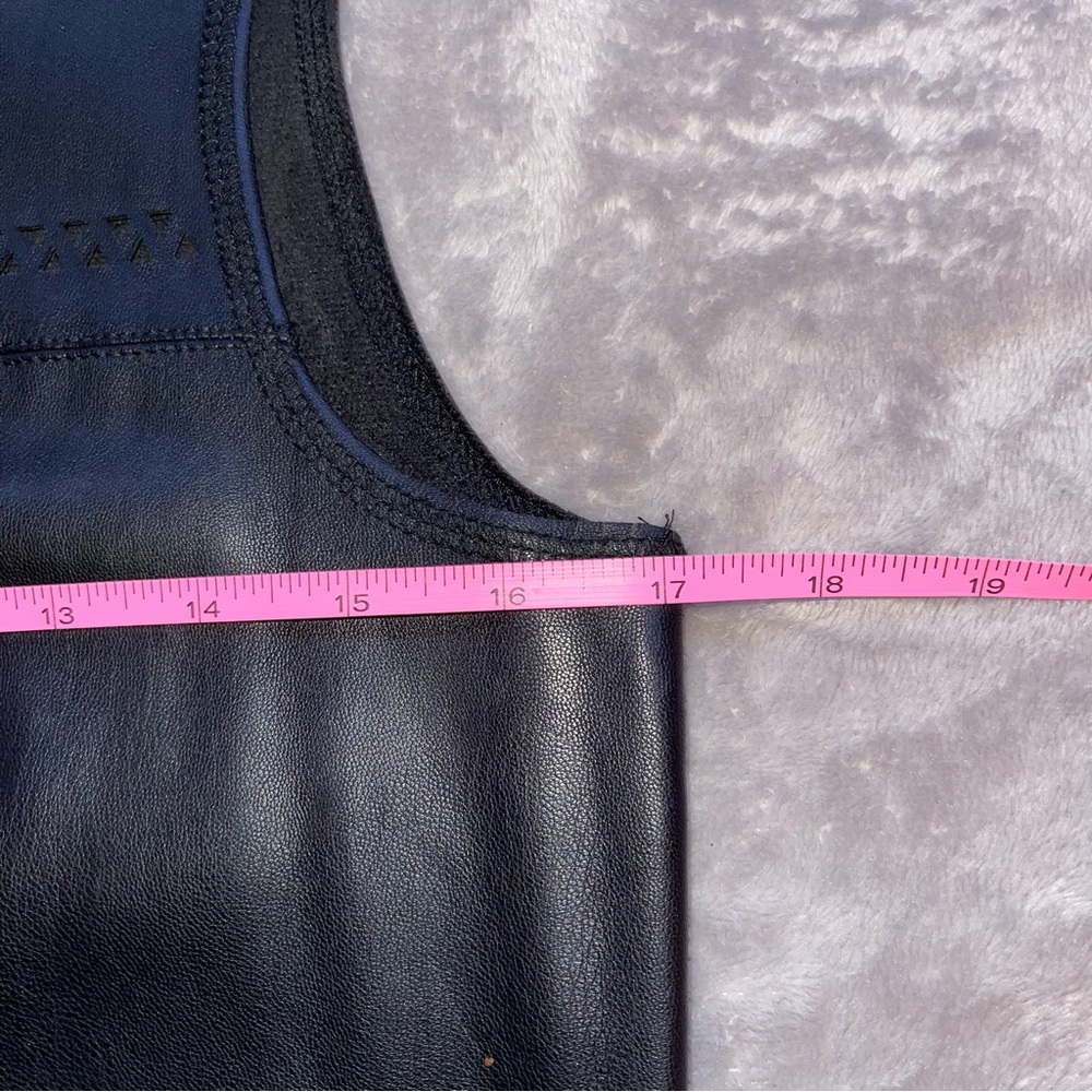 Black Zara Basic Elegant Midi Sleeveless Leather Dress - Picture 9 of 11